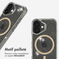 imoshion Coque arrière transparente Pailletée avec MagSafe Apple iPhone 16 - Doré