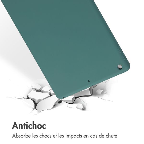 Accezz Coque Liquid Silicone Apple iPad 9 (2021) 10.2 pouces / iPad 8 (2020) 10.2 pouces / iPad 7 (2019) 10.2 pouces - Vert foncé