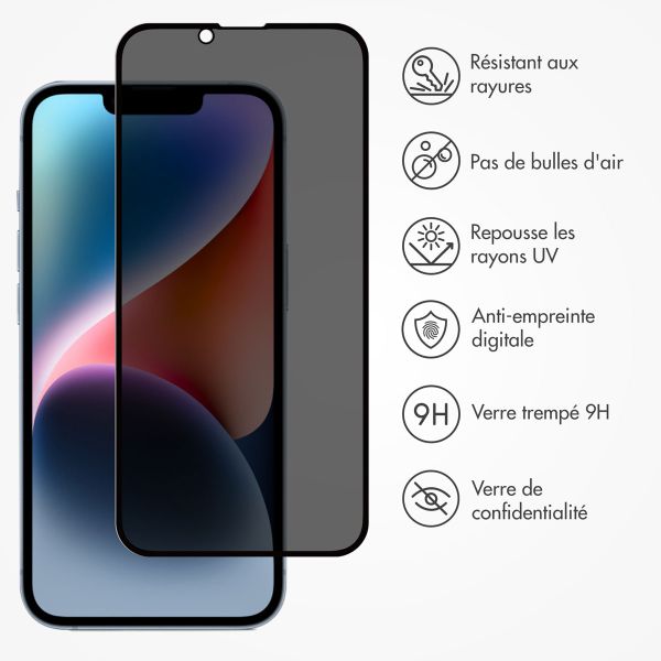 Accezz Protection d'écran en verre trempé Privacy Apple iPhone 13 / 13 Pro / 14 / 16e