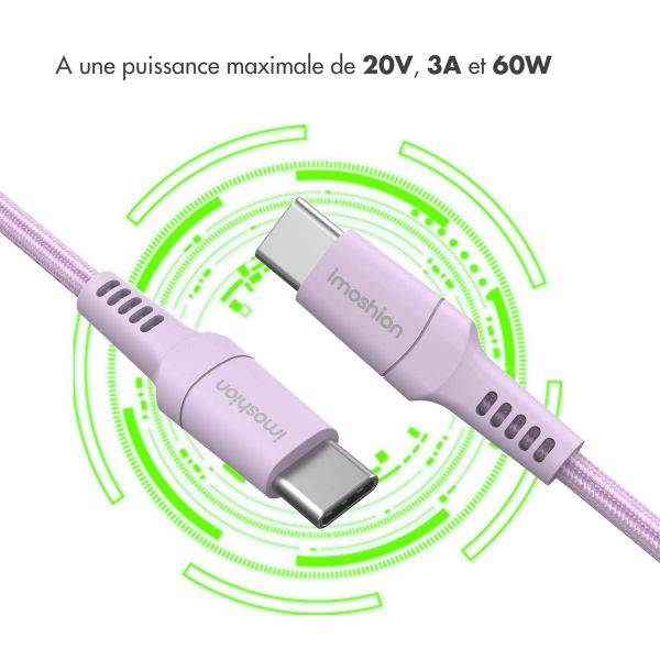 imoshion Braided USB-C vers câble USB-C - 2 mètre - Lilas