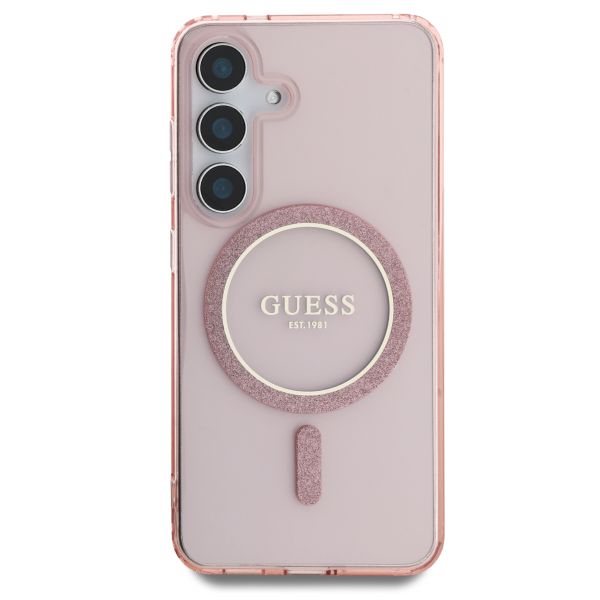 Guess Coque MagSafe IML Glitter Gradient Samsung Galaxy S25 - Rose