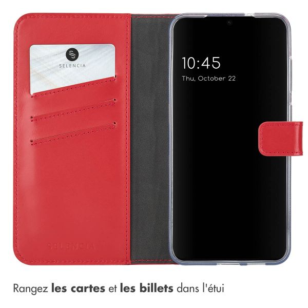 Selencia Étui de téléphone portefeuille en cuir véritable Samsung Galaxy S25 Plus - Rouge