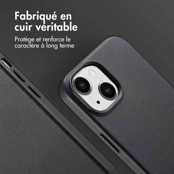 Accezz Coque arrière en cuir avec MagSafe iPhone 15 - Onyx Black