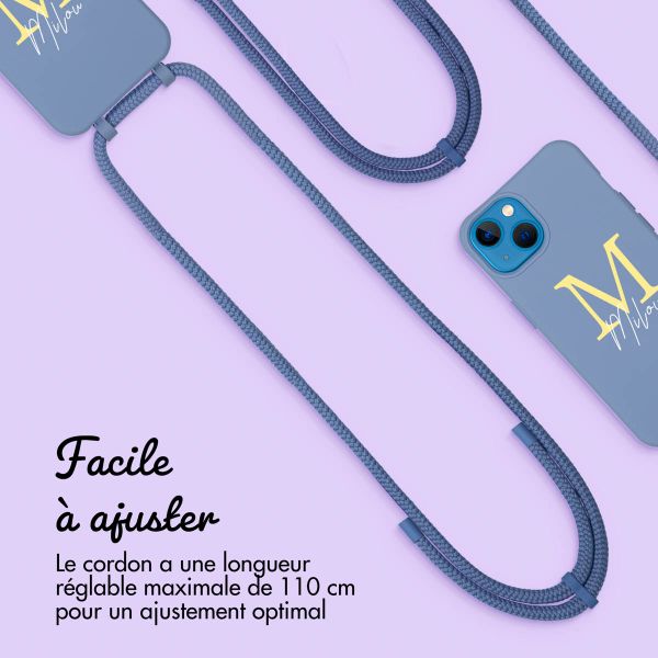 Coque de couleur personnalisée MagSafe avec cordon amovible  et lettre iPhone 13 - Ash Blue