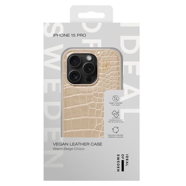 iDeal of Sweden Coque Vegan Leather Apple iPhone 15 Pro - Warm Beige Croco