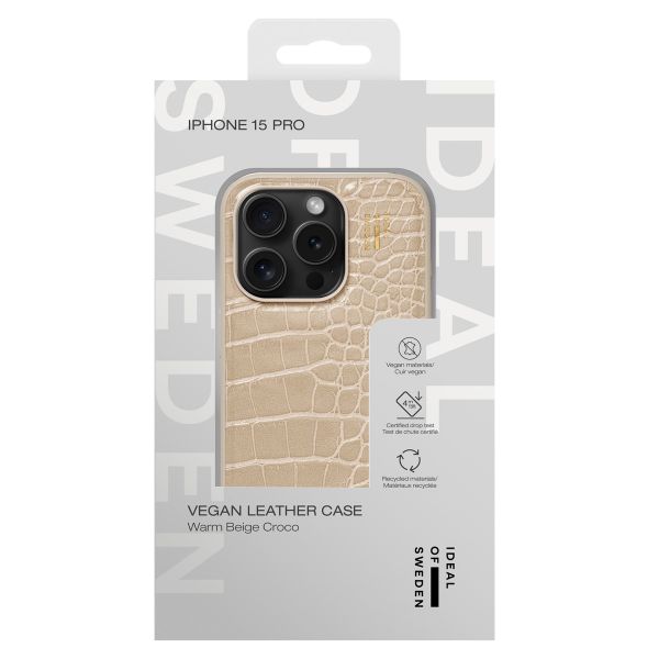 iDeal of Sweden Coque Vegan Leather iPhone 15 Pro - Warm Beige Croco