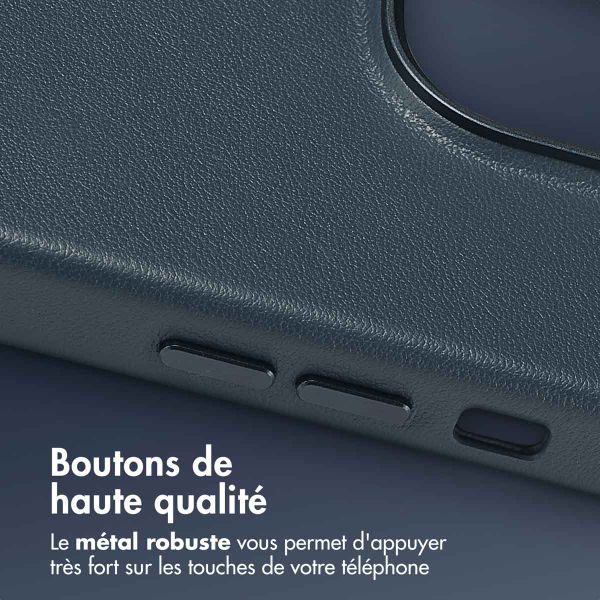 Accezz Coque arrière en cuir avec MagSafe Apple iPhone 14 Pro - Nightfall Blue