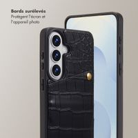Selencia Coque de télephone Nova Croco avec cordon et porte-cartes Samsung Galaxy S26 - Noir