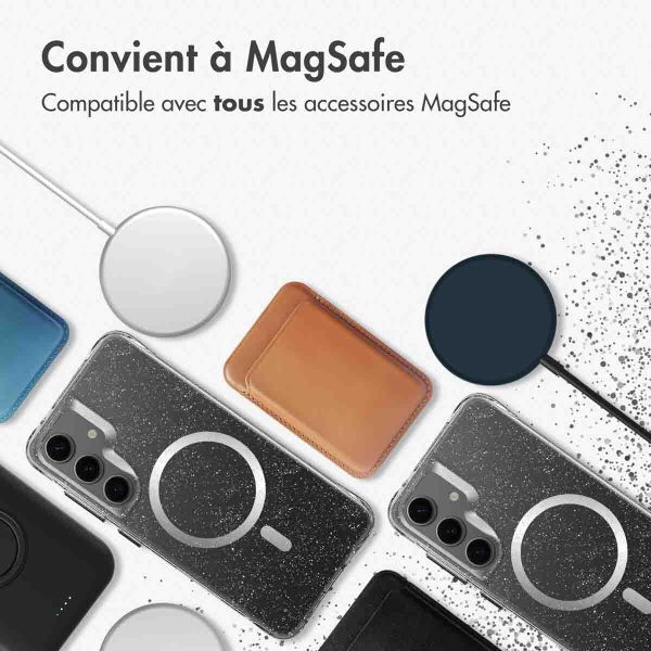 imoshion Coque arrière transparente Pailletée avec MagSafe Samsung Galaxy S24 - Argent