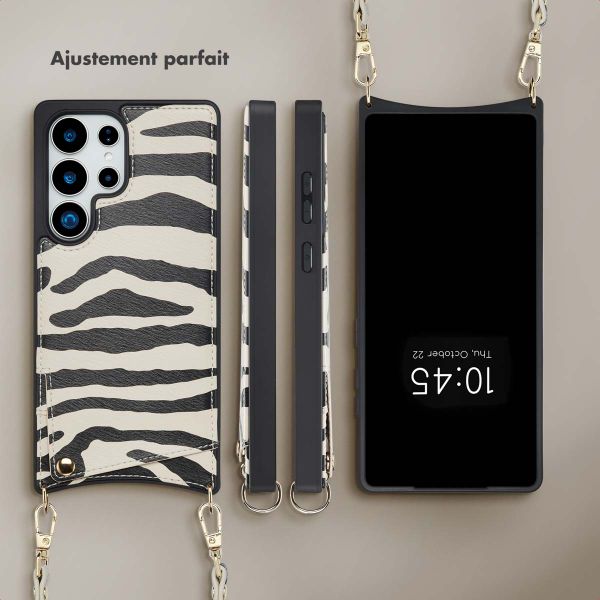 Selencia Coque de télephone Nova avec cordon et porte-cartes Samsung Galaxy S25 Ultra - Zazzy Zebra