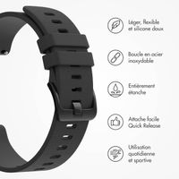 imoshion Bracelet sport en silicone avec boucle - Connexion universelle 20 mm - Noir