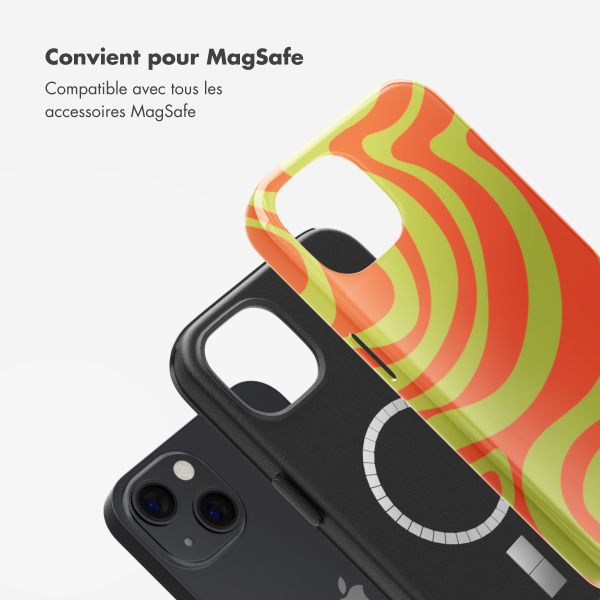 Selencia Coque arrière Vivid Tough avec MagSafe iPhone 13 - Wavy Swirl Orange Fern