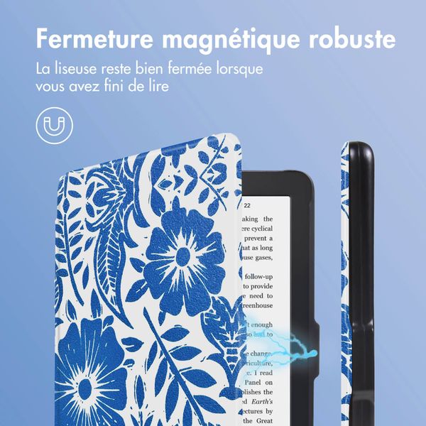 imoshion Design Slim Hard Sleepcover Kobo Clara 2E / Tolino Shine 4 - Flower Tile