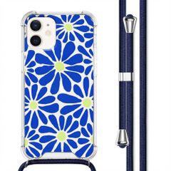 imoshion Coque Design avec cordon Apple iPhone 12 Mini - Cobalt Blue Flowers Connect