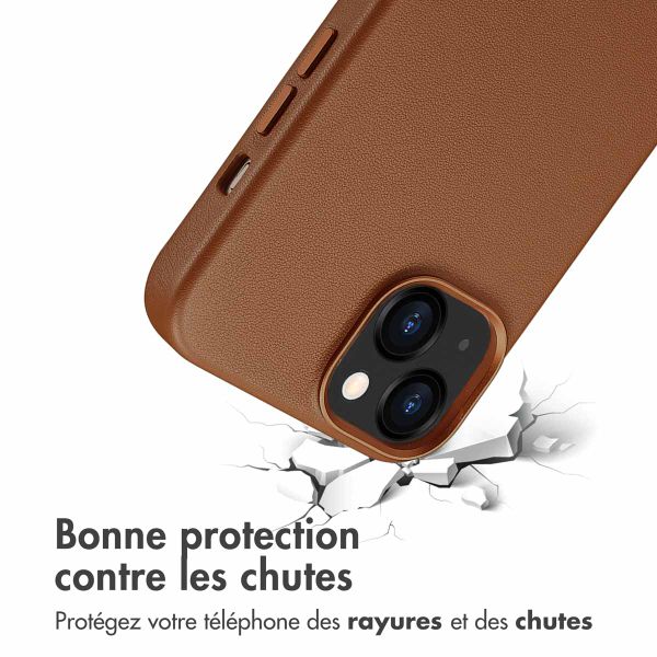 Accezz Coque arrière en cuir avec MagSafe iPhone 13 - Sienna Brown