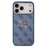 Guess Coque 4G Metal Logo Backcover Apple iPhone 17 Pro Max - Gold Edge - Blue