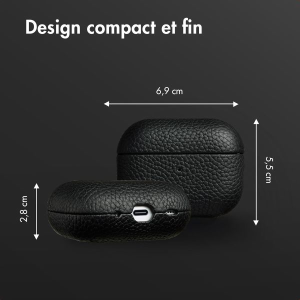 Accezz Coque en Cuir véritable Apple AirPods Pro 2 - Noir
