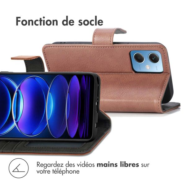 imoshion Etui de téléphone portefeuille Luxe Xiaomi Redmi Note 12 - Brun