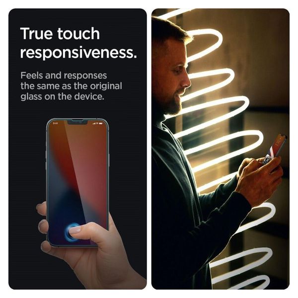 Spigen EZ Fit GLAS.tR Protection d'écran en verre confidentialité - 1 pack Apple iPhone 17e / 16e / 14 / 13 / 13 Pro
