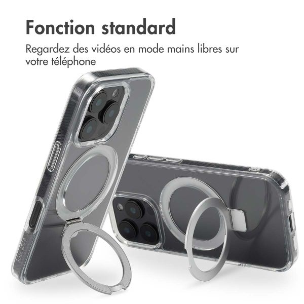 Accezz Coque Ring Stand avec MagSafe iPhone 16 Pro - Transparent