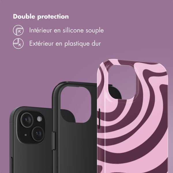 Selencia Coque arrière Vivid Apple iPhone 15 - Wavy Swirl Pink Plum