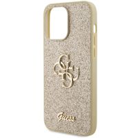 Guess Coque 4G Metal Logo Glitter Backcover iPhone 15 Pro Max - Dorée