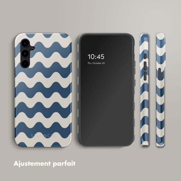 Selencia Coque arrière Vivid Tough Samsung Galaxy A34 - Wave Vibes Classic Blue