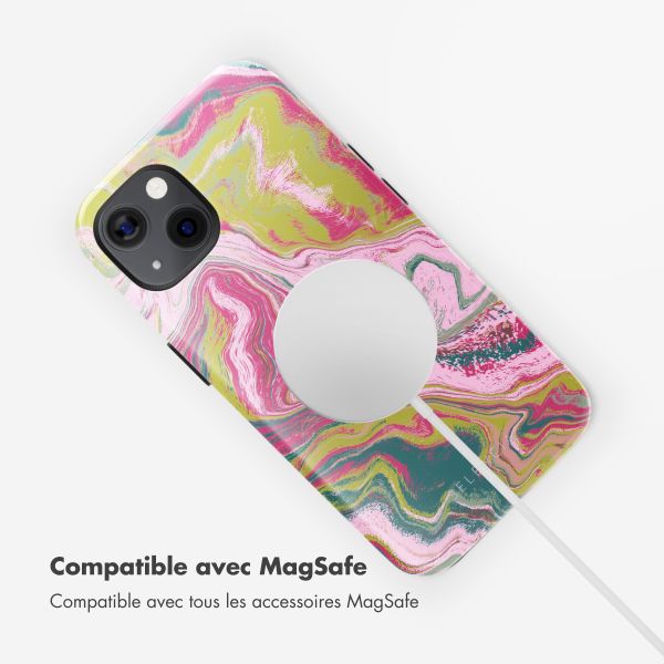 Selencia Coque arrière Vivid Tough avec MagSafe iPhone 13 - Marble Pink