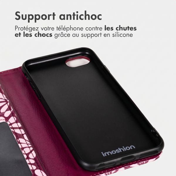 imoshion Étui de télephone portefeuille Design Apple iPhone SE (2022 / 2020) / 8 / 7 / 6(s) - Bloom Love Blush