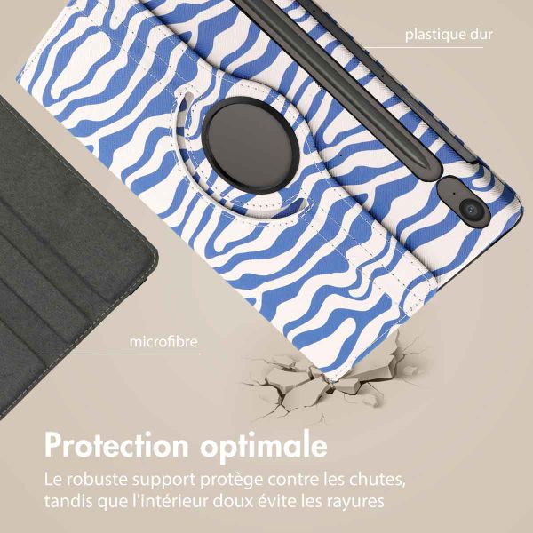 imoshion Coque tablette Design rotatif à 360° Samsung Galaxy Tab S10 FE / S9 FE - White Blue Stripes