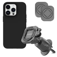 Accezz EasyLock Support de téléphone de voiture - Avec coque Apple iPhone 14 Pro - Grille de ventilation - Rotation à 360 degrés - Noir