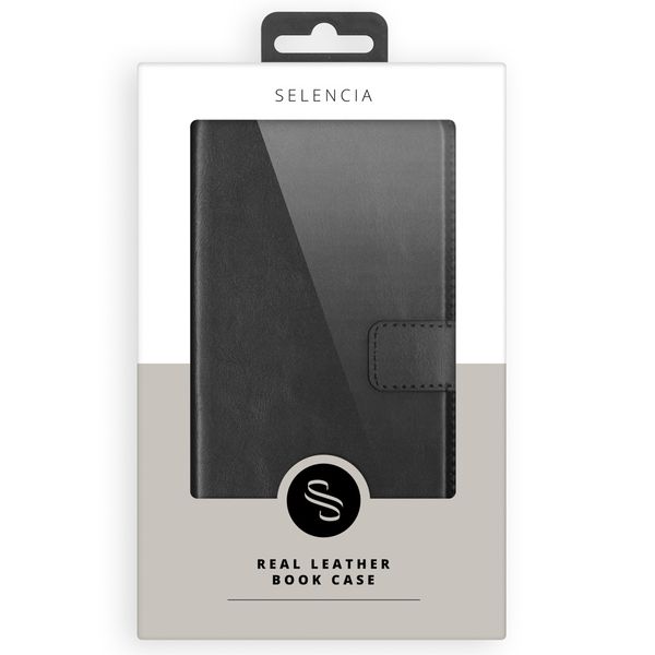 Selencia Étui portefeuille en cuir véritable Samsung Galaxy S21 Plus - Noir