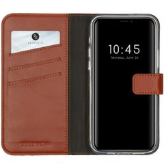 Selencia Étui portefeuille en cuir véritable Apple iPhone 12 (Pro) - Marron clair