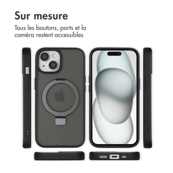 Accezz Coque Ring Stand avec MagSafe Apple iPhone 15 - Noir