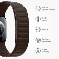 Accezz Bracelet en cuir véritable magnétique Apple Watch | 38/40/41/42 mm - Chocolate Brown