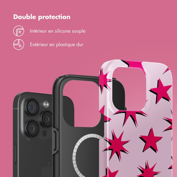 Selencia Coque arrière Vivid Tough avec MagSafe iPhone 15 Pro - Stars Rubine Red Light Pink