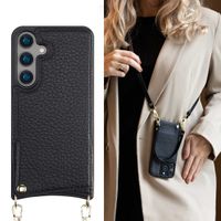 Selencia Coque de télephone Nova avec cordon et porte-cartes Samsung Galaxy S24 - Noir