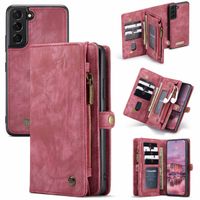 CaseMe Etui de téléphone de luxe en cuir deux en un Samsung Galaxy S22 - Rouge