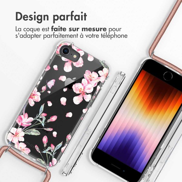 imoshion Coque Design avec cordon iPhone SE (2022 / 2020) / 8 / 7 - Blossom Watercolor