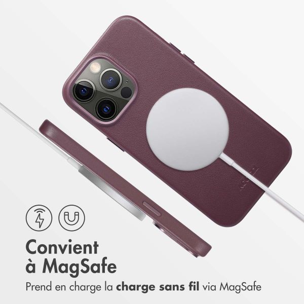 Accezz Coque arrière en cuir avec MagSafe Apple iPhone 14 Pro Max - Heath Purple