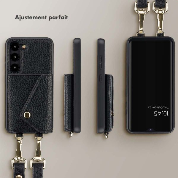 Selencia Coque à cordon avec porte-cartes enveloppe Sera Samsung Galaxy S23 - Noir