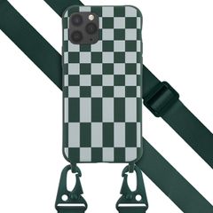 Selencia ﻿Coque design en silicone avec cordon amovible iPhone 11 Pro - Irregular Check Green