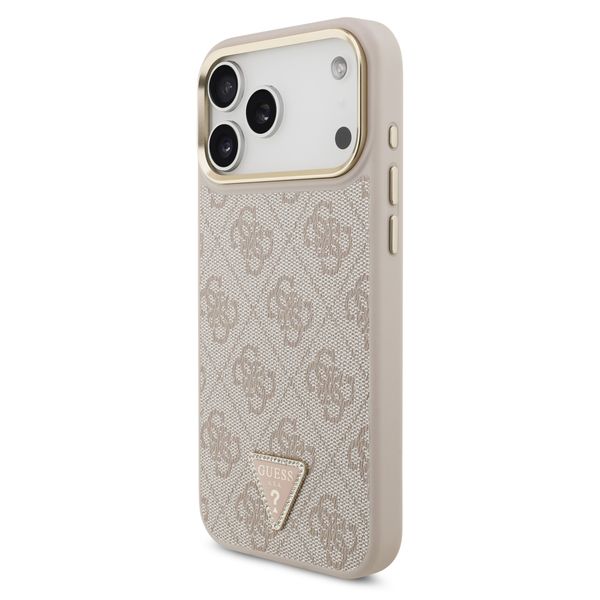 Guess Coque arrière en cuir avec logo Triangle classique et MagSafe Apple iPhone 17 Pro - Rose