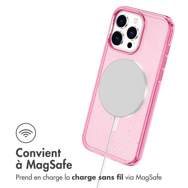imoshion Coque Pailletée avec MagSafe Apple iPhone 15 Pro - Paillettes Rose