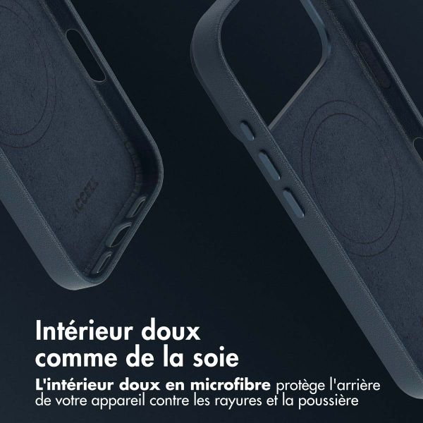 Accezz Coque arrière en cuir avec MagSafe Apple iPhone 17 Pro Max - Nightfall Blue