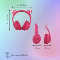 imoshion Casque sans fil pour enfants LED Light Cat Ear - Limiteur de décibels - Avec câble AUX - Hot Pink