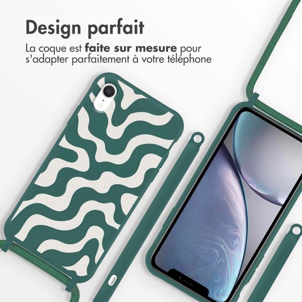 imoshion Coque design en silicone avec cordon Apple iPhone Xr - Petrol Green Groovy