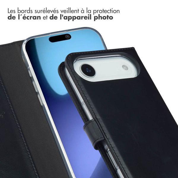 Selencia Étui portefeuille en cuir véritable Apple iPhone Air - Noir