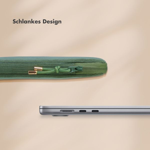 Selencia Pochette ordinateur Corduroy 15-16 pouces - Sage Green
