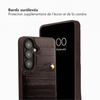 Selencia Nova coque arrière en cuir véritable avec porte-cartes Samsung Galaxy S26 - Dark Chocolate